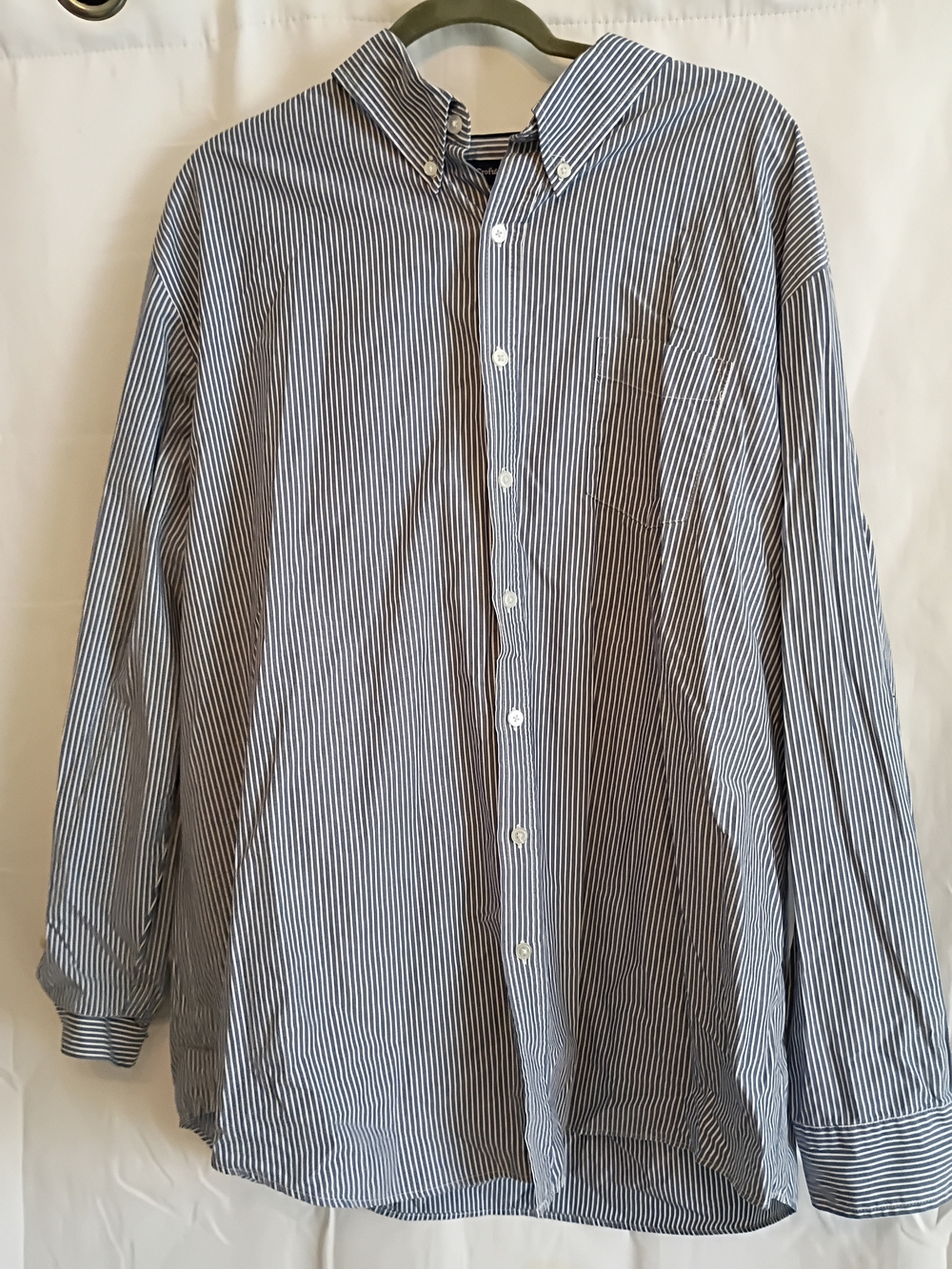 croft & barrow Blue and White Narrow Stripe Button-Up Shirt Size Xxl